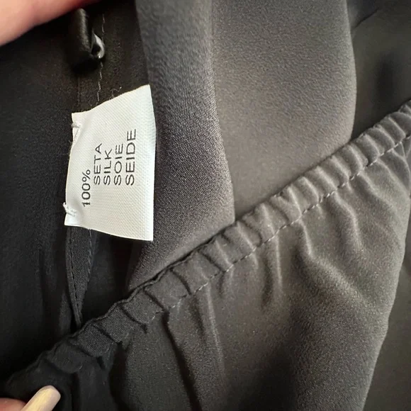 Rosamosario 100% Silk Crepe Palazzo Trousers Black Silk Palazzo Pajama Pant - Picture 5 of 14